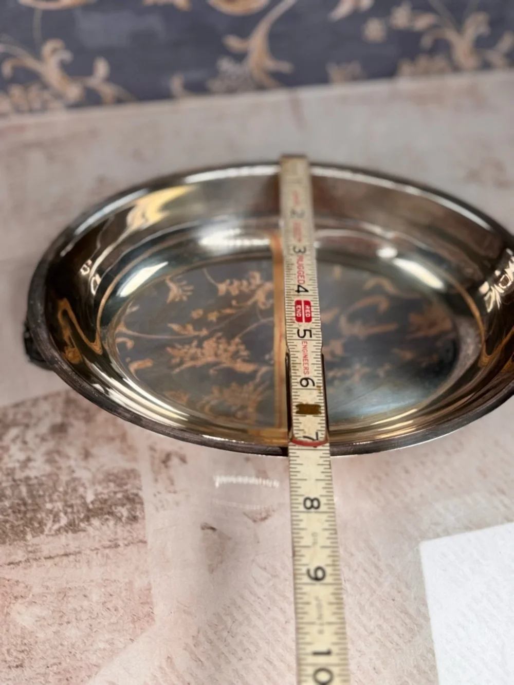 Vintage Silverplate Oval Serving Bowl Dish w Handles Footed 9.5”